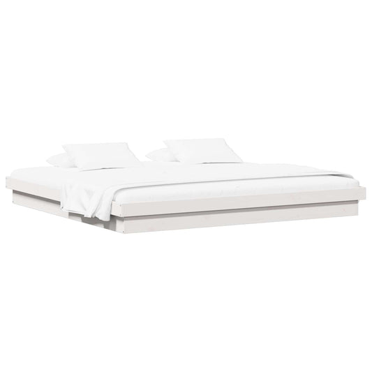 Bed Frame White 200 x 200 cm Solid Pine Wood