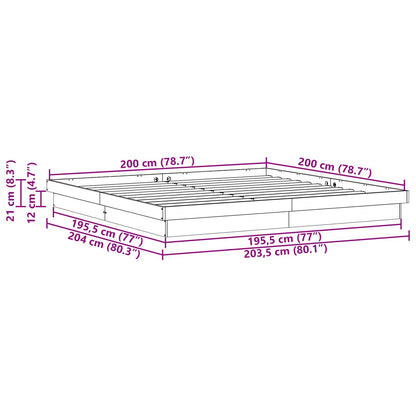 Bed Frame White 200 x 200 cm Solid Pine Wood
