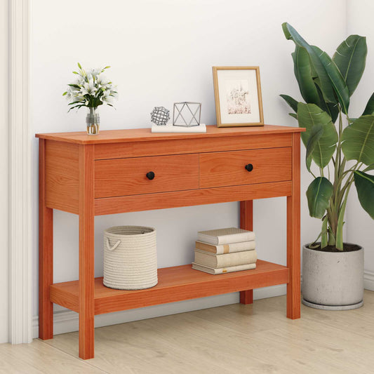 Console Table Wax Brown 100 x 35 x 75 cm Soild Pine Wood