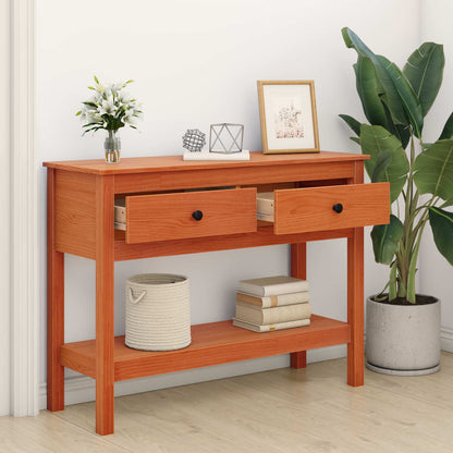 Console Table Wax Brown 100 x 35 x 75 cm Soild Pine Wood