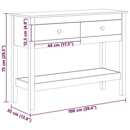 Console Table Wax Brown 100 x 35 x 75 cm Soild Pine Wood