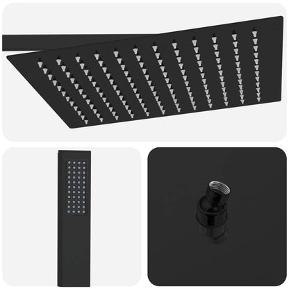 Concealed Shower System (Square) Black Stainless Steel 201