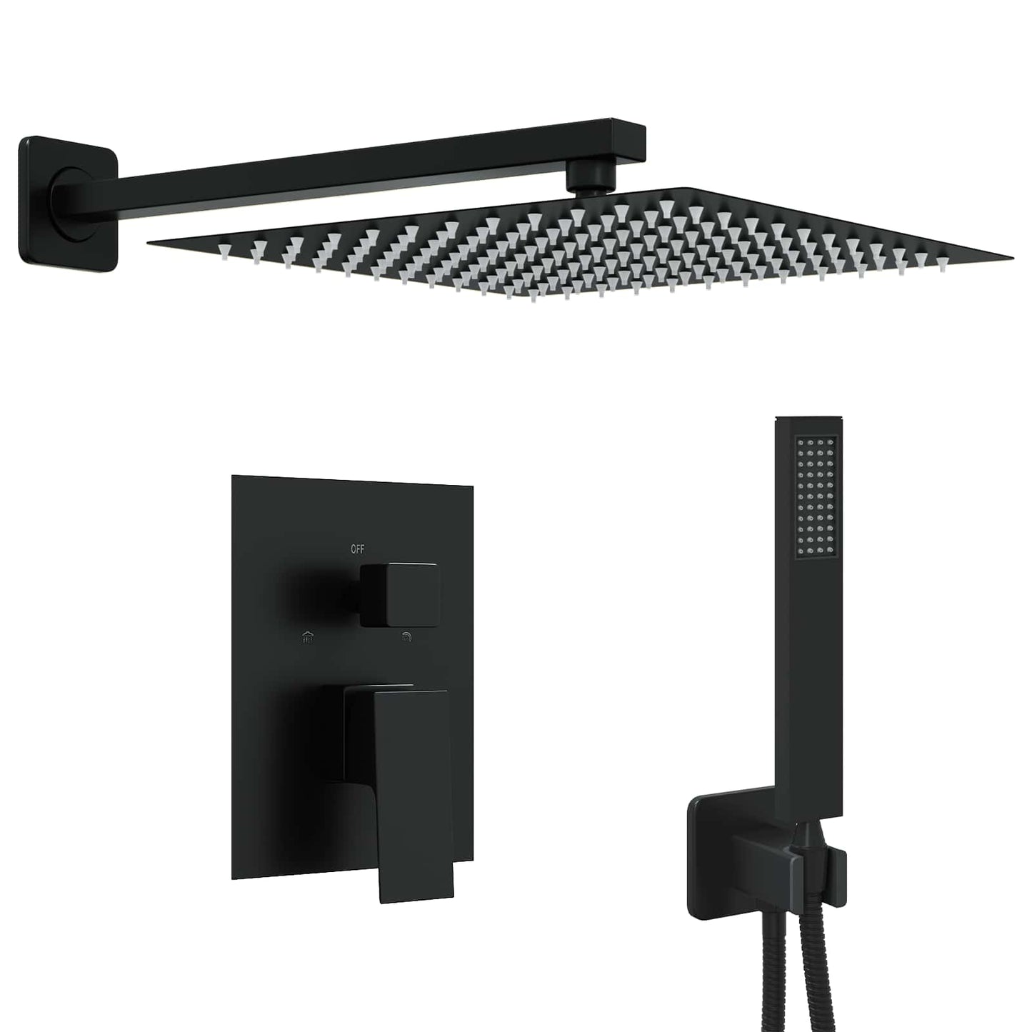 Concealed Shower System (Square) Black Stainless Steel 201