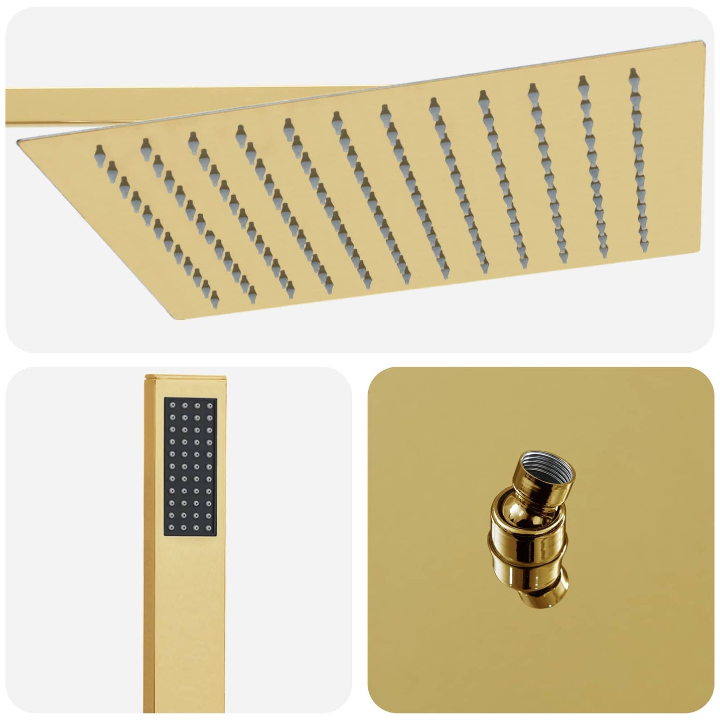 Concealed Shower System (Square) Gold Stainless Steel 201