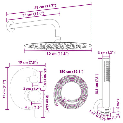 Concealed Shower System (Round) Gold Stainless Steel 201