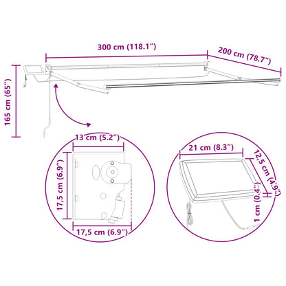 Electric Retractable Awning Frame White 3 x 2 m Aluminium