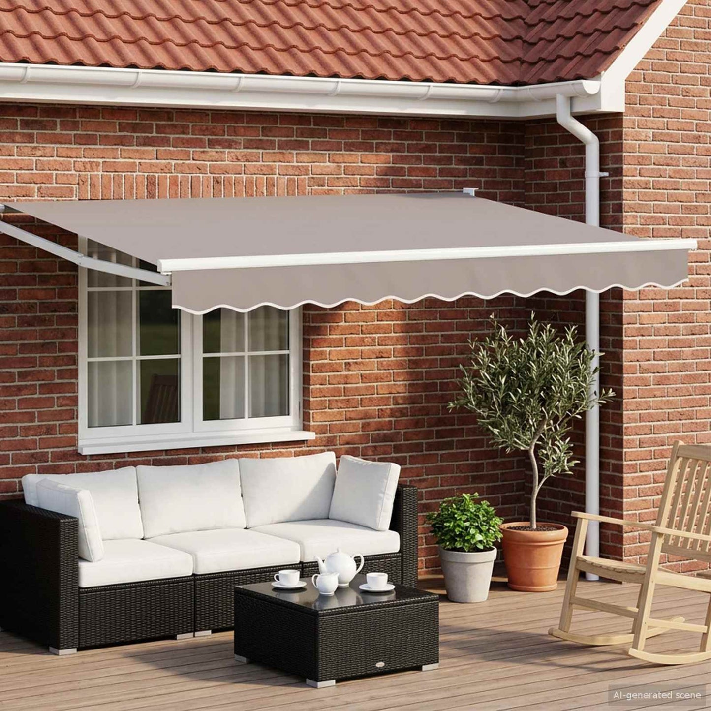 Electric Retractable Awning Frame White 3.5 x 2 m Aluminium