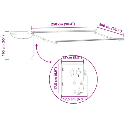 Electric Retractable Awning Frame White 2.5 x 2 m Steel