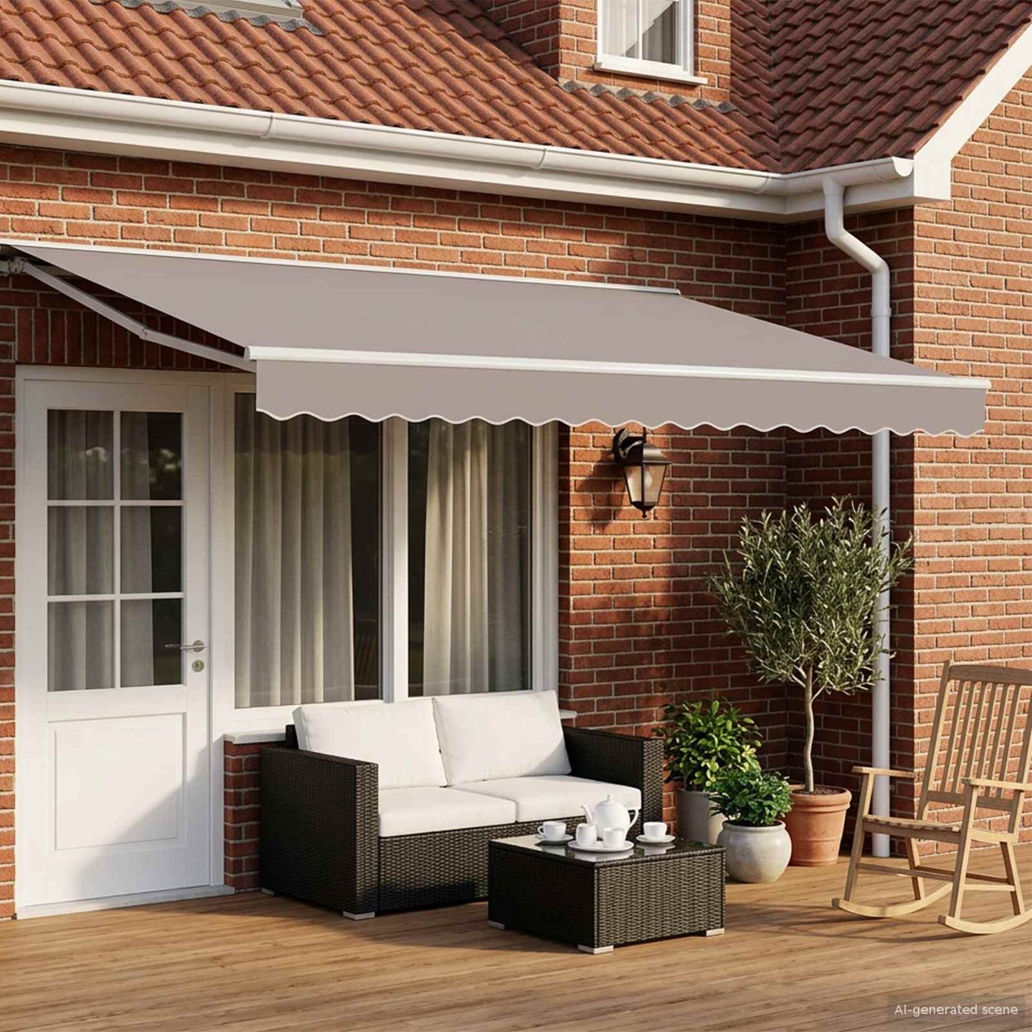 Manual Awning Frame with LEDs White 4 x 3 m Aluminium