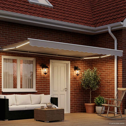 Manual Awning Frame with LEDs White 4 x 3 m Aluminium