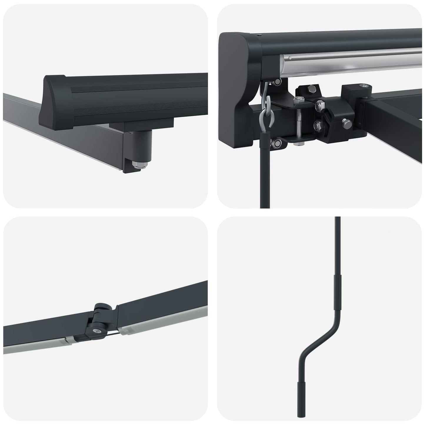 Manual Awning Frame with LEDs Anthracite 3 x 2 m Aluminium