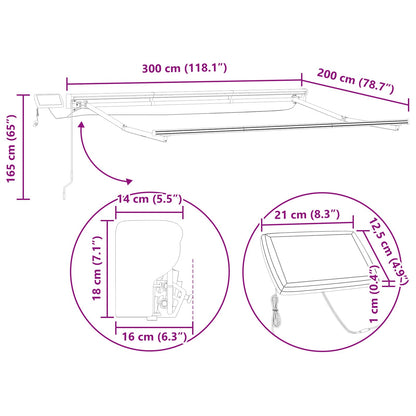 Manual Awning Frame with LEDs Anthracite 3 x 2 m Aluminium