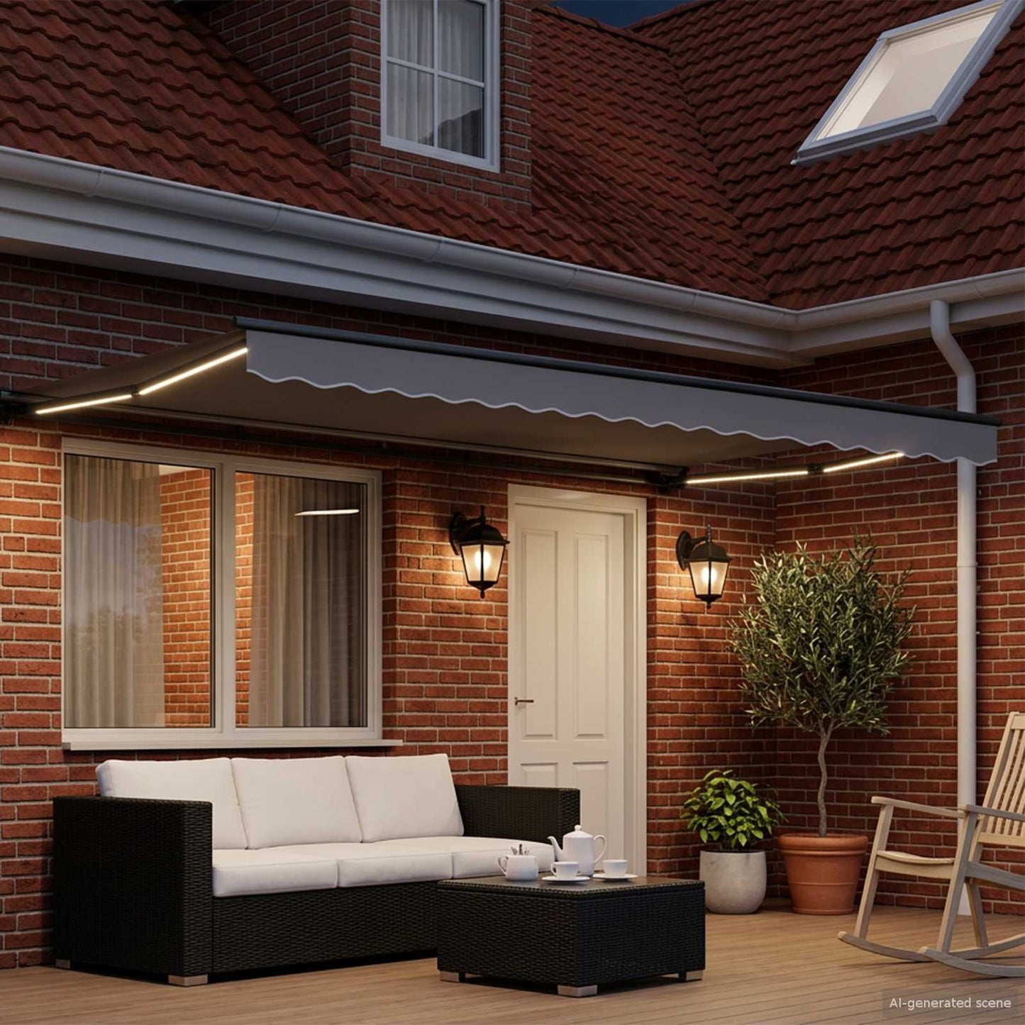 Manual Awning Frame with LEDs Anthracite 4 x 2 m Aluminium