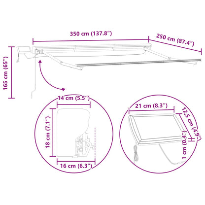 Manual Awning Frame with LEDs Anthracite 3.5 x 2.5 m Aluminium