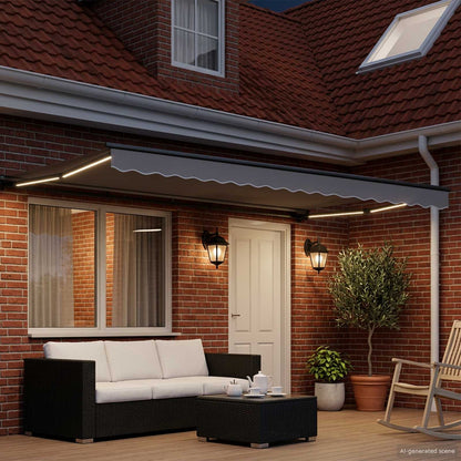 Manual Awning Frame with LEDs Anthracite 4.5 x 3 m Aluminium