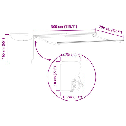 Electric Retractable Awning Frame White 3 x 2 m Steel