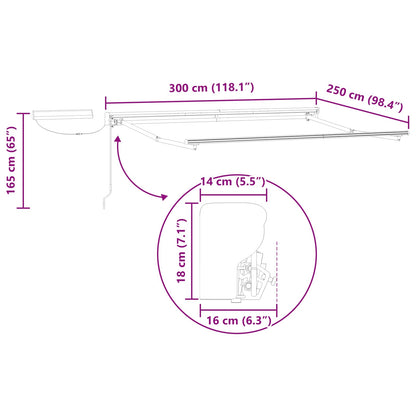 Electric Retractable Awning Frame White 3 x 2.5 m Steel