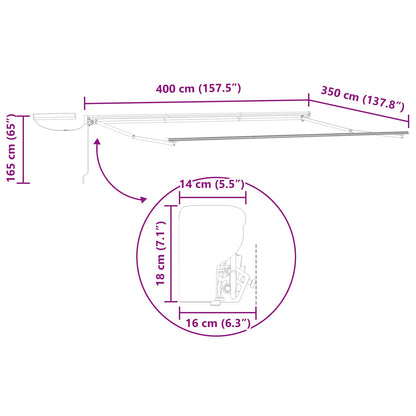 Electric Retractable Awning Frame White 4 x 3.5 m Steel