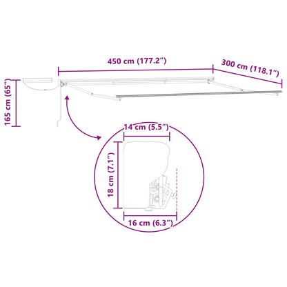 Electric Retractable Awning Frame White 4.5 x 3 m Steel