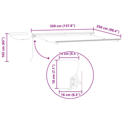 Electric Retractable Awning Frame Anthracite 3.5 x 2.5 m Steel