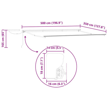 Electric Retractable Awning Frame Anthracite 5 x 3.5 m Steel