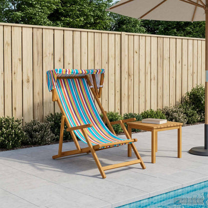 Deck Chair 3 Position Solid Eucalyptus Wood Multicolour