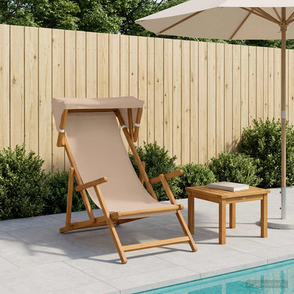 Deck Chair 3 Position Solid Eucalyptus Wood Taupe