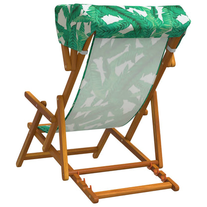 Deck Chair 3 Position Solid Eucalyptus Wood Leaf Pattern