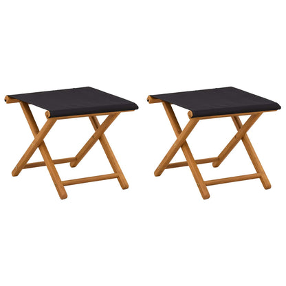 Deck Chair 2 pcs Solid Eucalyptus Wood Black
