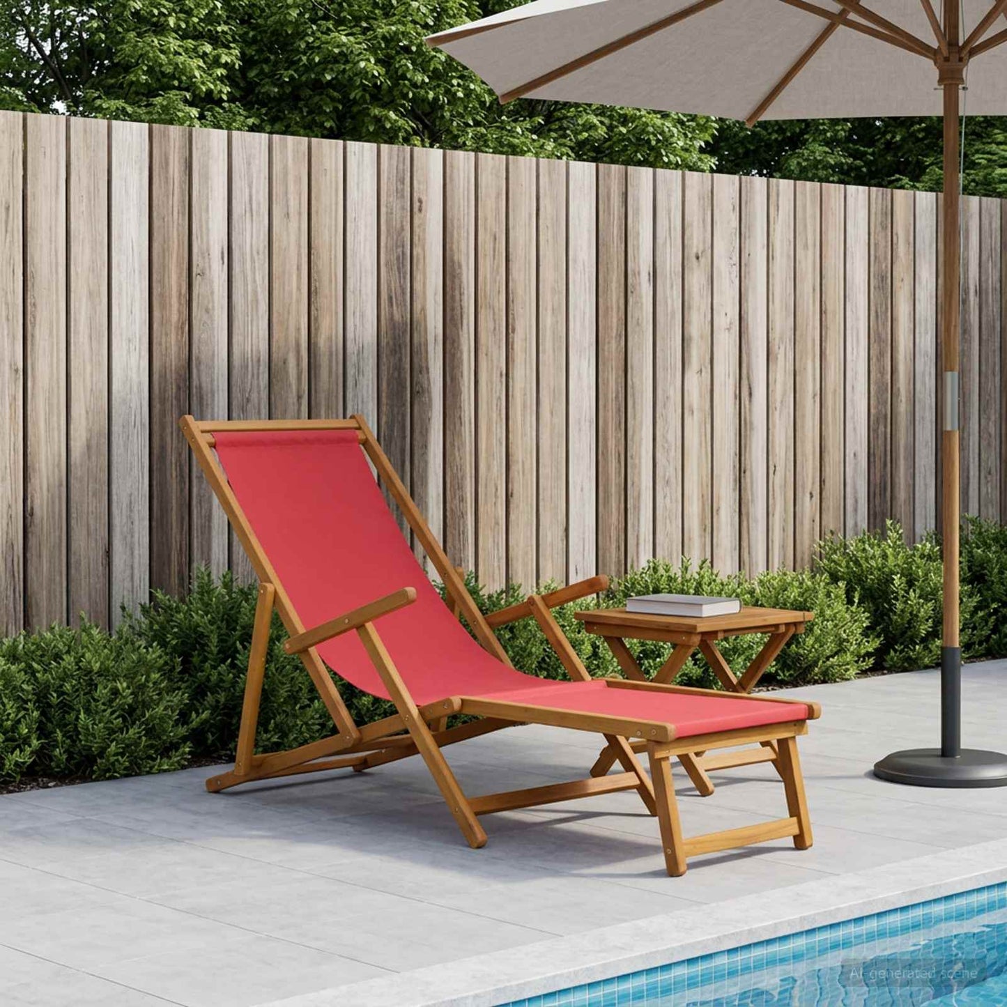 Folding Sun Lounger 3 Position Solid Eucalyptus Wood Red