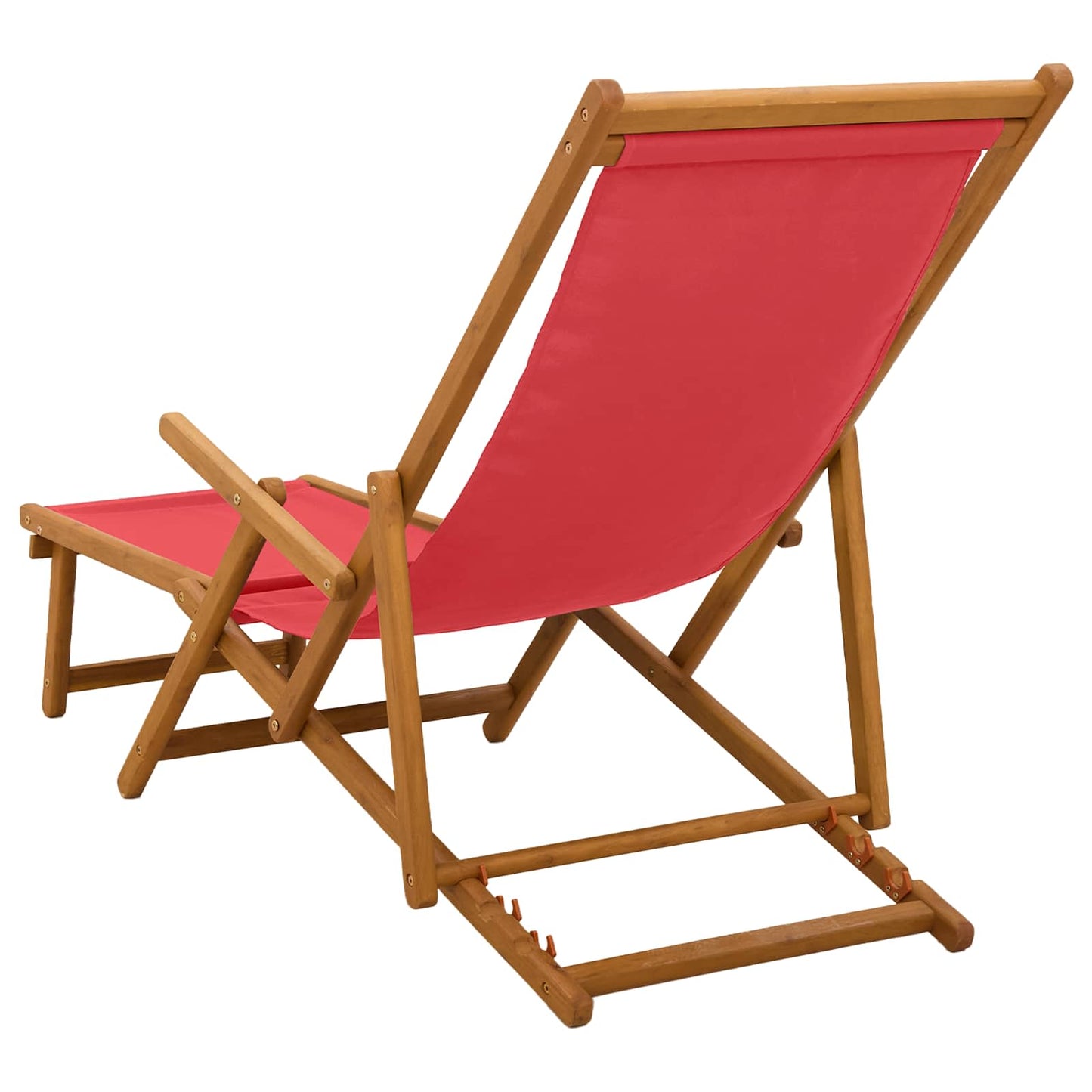 Folding Sun Lounger 3 Position Solid Eucalyptus Wood Red