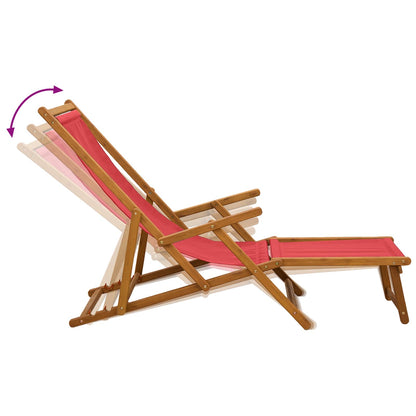 Folding Sun Lounger 3 Position Solid Eucalyptus Wood Red