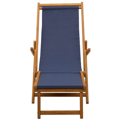 Folding Sun Lounger 3 Position Solid Eucalyptus Wood Blue