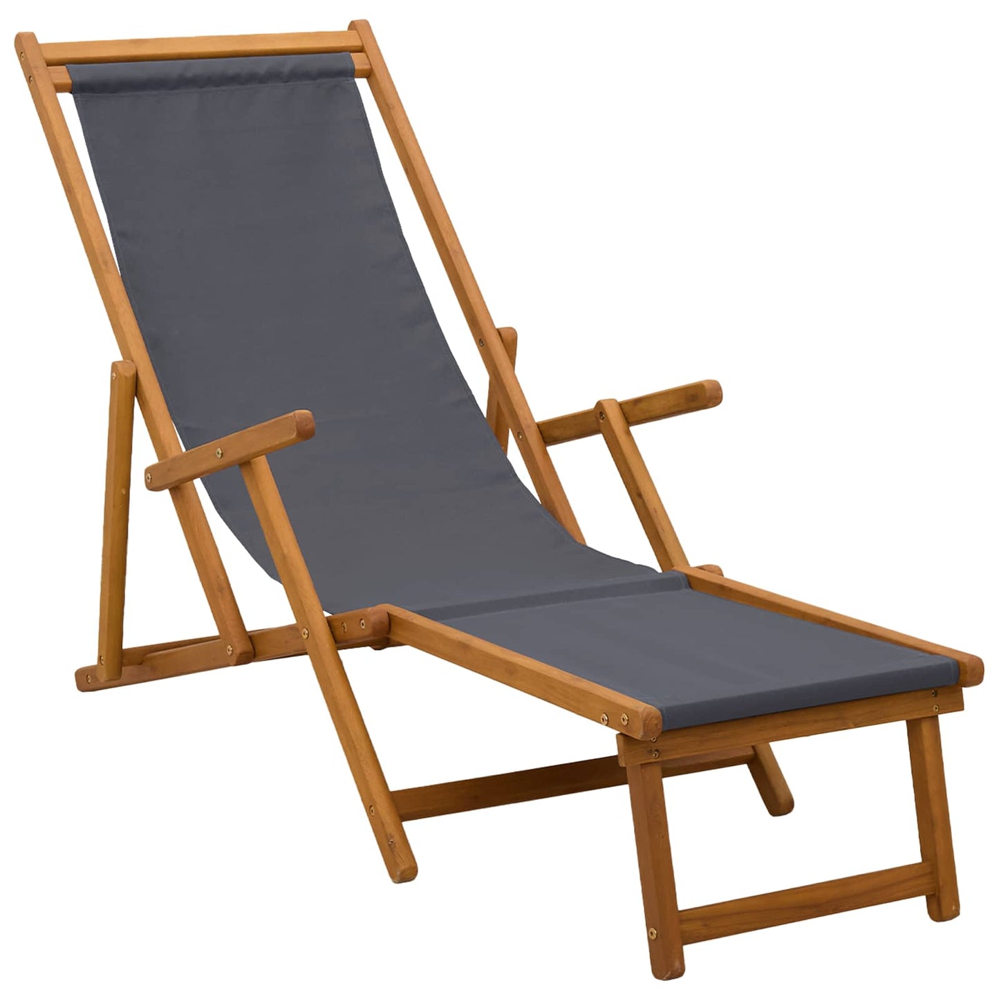Folding Sun Lounger 3 Position Solid Eucalyptus Wood Grey