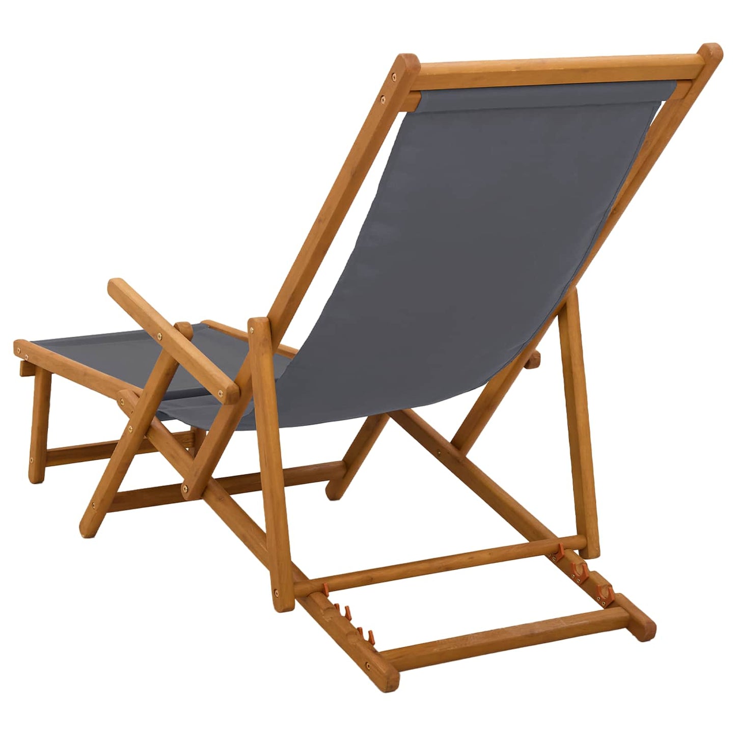 Folding Sun Lounger 3 Position Solid Eucalyptus Wood Grey