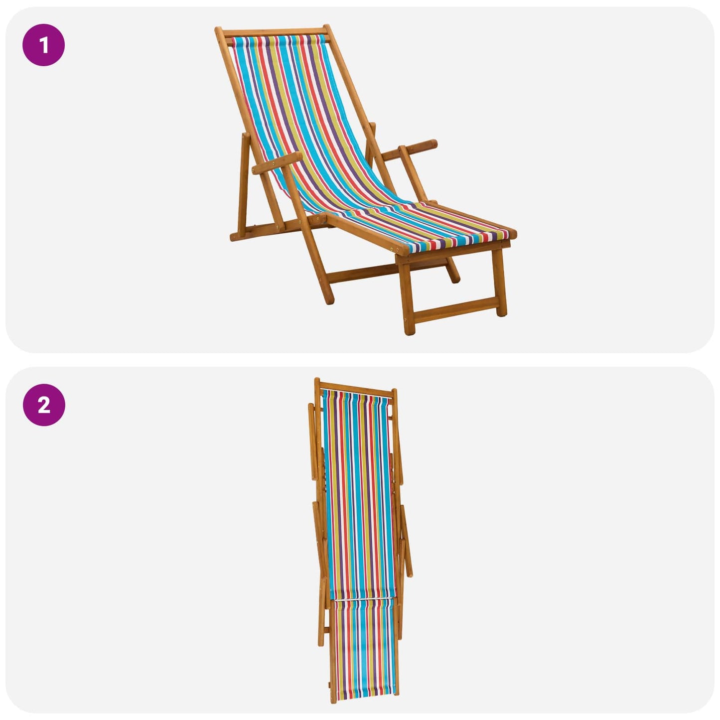 Folding Sun Lounger 3 Position Solid Eucalyptus Wood