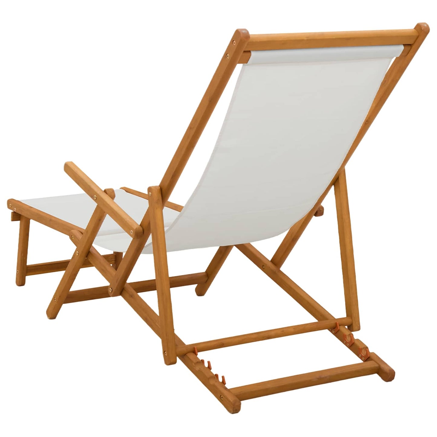 Folding Sun Lounger 3 Position Solid Eucalyptus Wood Cream