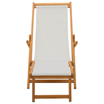 Folding Sun Lounger 3 Position Solid Eucalyptus Wood Cream