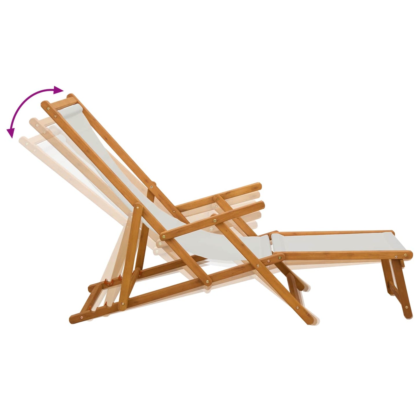 Folding Sun Lounger 3 Position Solid Eucalyptus Wood Cream