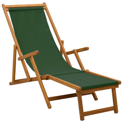 Folding Sun Lounger 3 Position Solid Eucalyptus Wood Green