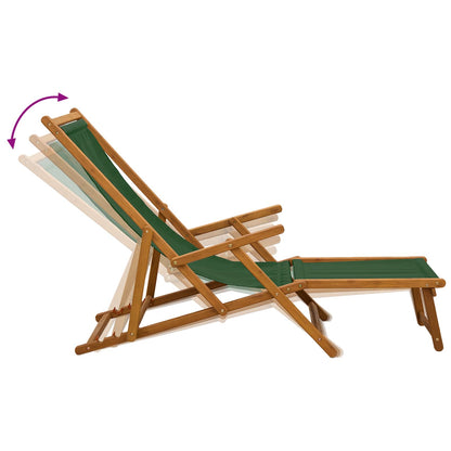 Folding Sun Lounger 3 Position Solid Eucalyptus Wood Green