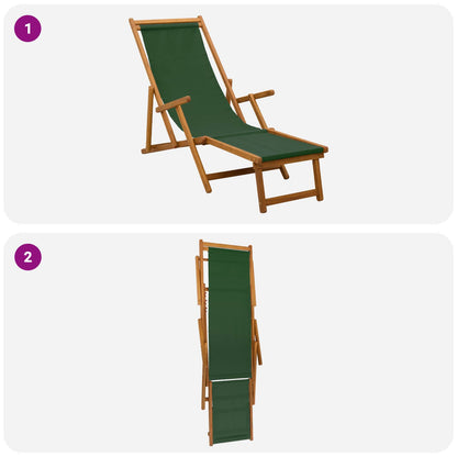 Folding Sun Lounger 3 Position Solid Eucalyptus Wood Green