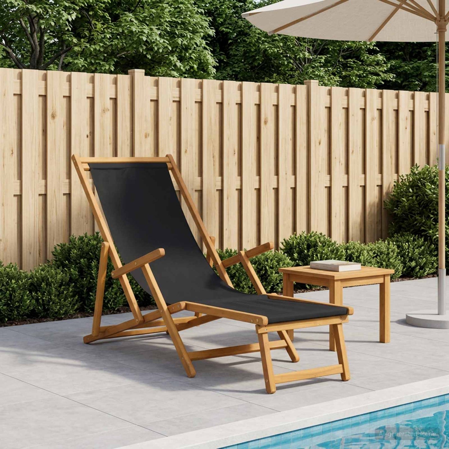 Folding Sun Lounger 3 Position Solid Eucalyptus Wood Black