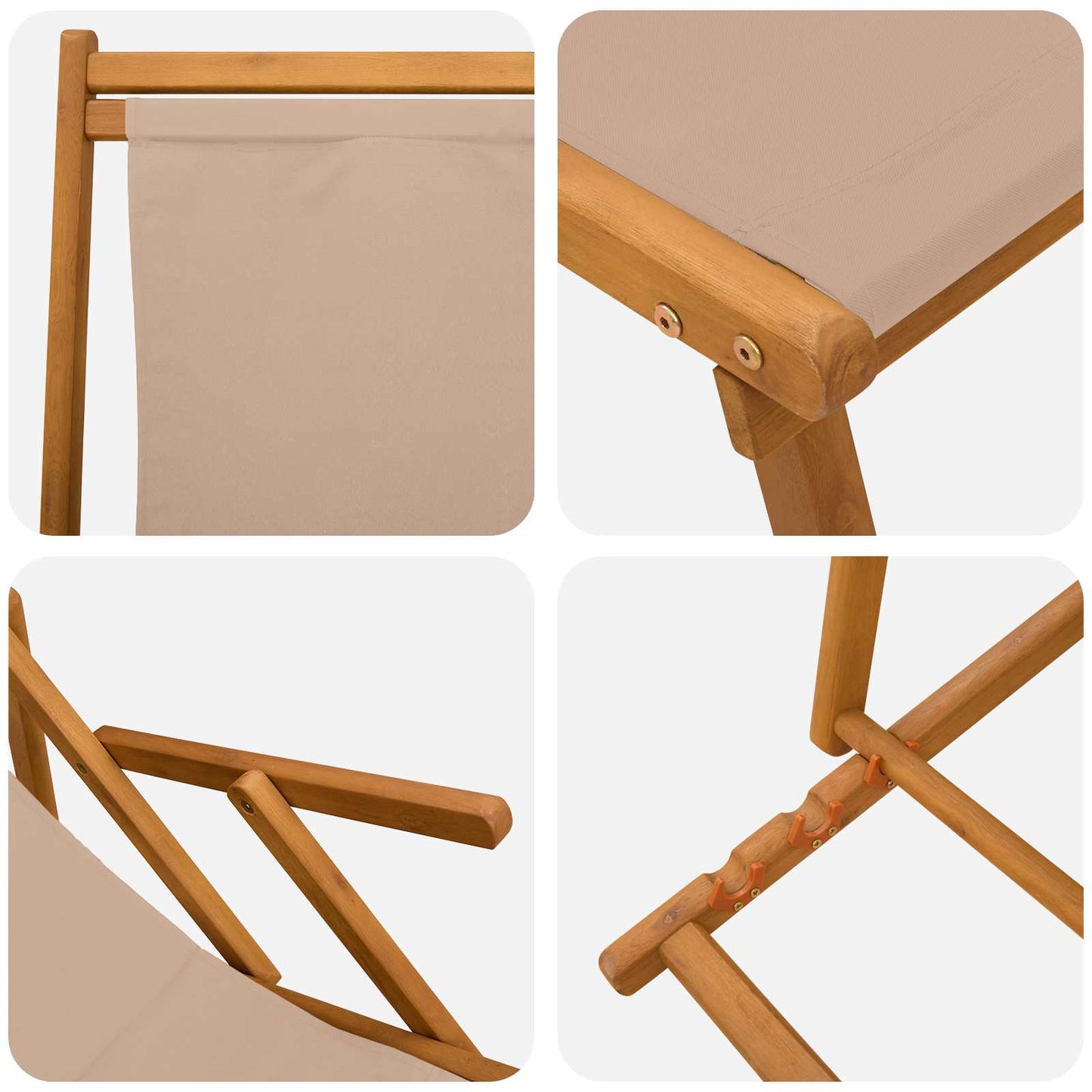 Folding Sun Lounger 3 Position Solid Eucalyptus Wood Taupe