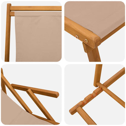 Folding Sun Lounger 3 Position Solid Eucalyptus Wood Taupe