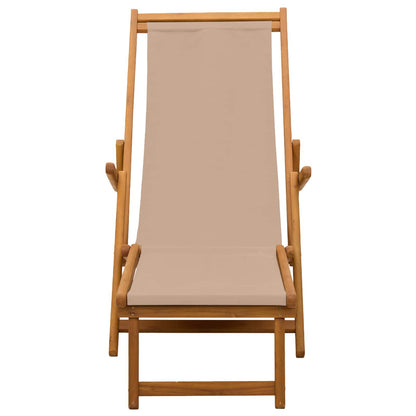 Folding Sun Lounger 3 Position Solid Eucalyptus Wood Taupe
