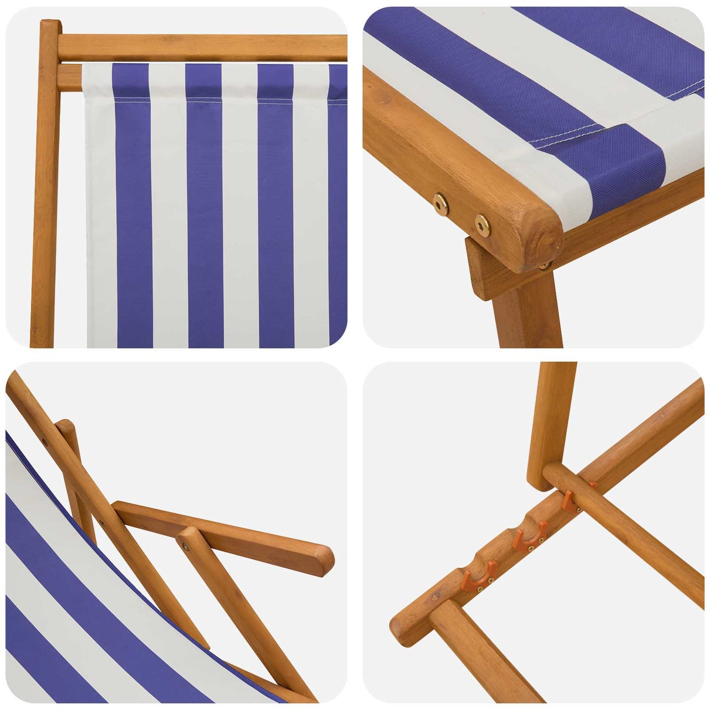 Folding Sun Lounger 3 Position Solid Eucalyptus Wood