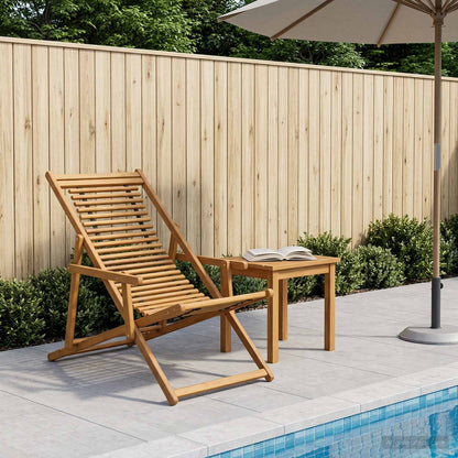 Deck Chair 3 Position Solid Eucalyptus Wood Natural