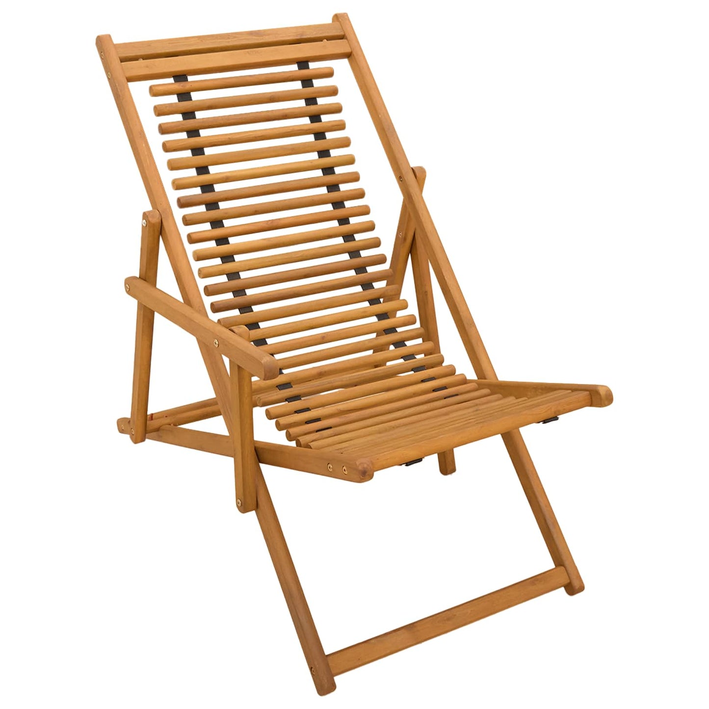 Deck Chair 3 Position Solid Eucalyptus Wood Natural