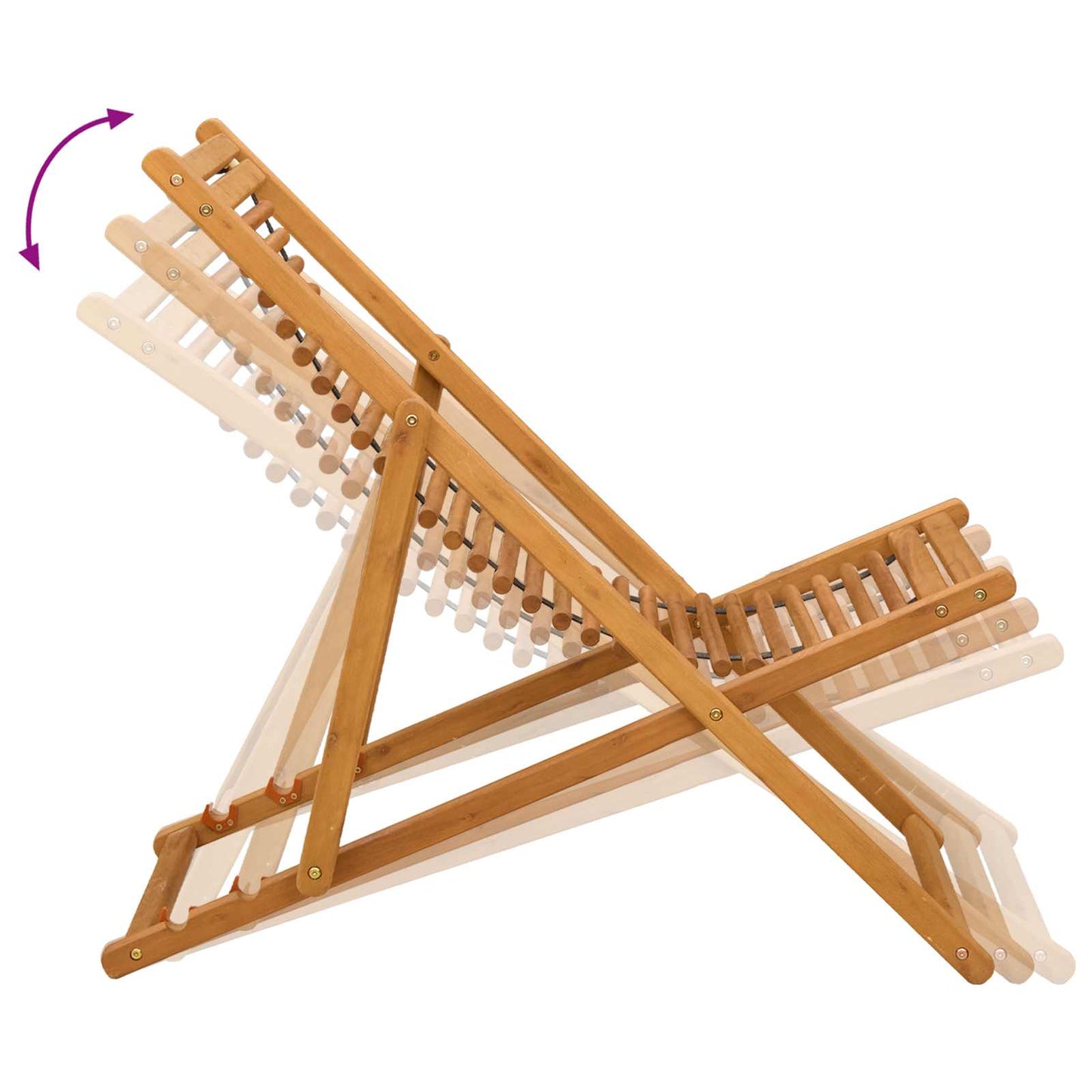 Deck Chair 3 Position Solid Eucalyptus Wood Natural